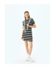 Bisiklet Yaka Kısa Kollu Fitilli Mini Bodycon Elbise