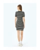 Bisiklet Yaka Kısa Kollu Fitilli Mini Bodycon Elbise