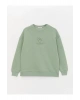 Bisiklet Yaka Nakışlı Uzun Kollu Oversize Kadın Sweatshirt