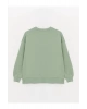 Bisiklet Yaka Nakışlı Uzun Kollu Oversize Kadın Sweatshirt