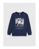Bisiklet Yaka Nostaljik Maymun Baskılı Uzun Kollu Erkek Çocuk Sweatshirt