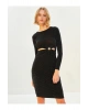 Bisiklet Yaka Pencere Detaylı Uzun Kollu Kadın Bodycon Elbise