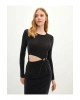 Bisiklet Yaka Pencere Detaylı Uzun Kollu Kadın Bodycon Elbise