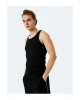 Bisiklet Yaka Slim Fit Kolsuz Fitilli Basic Atlet