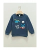 Bisiklet Yaka Uzun Kollu Baskılı Erkek Bebek Sweatshirt