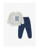 Bisiklet Yaka Uzun Kollu Baskılı Erkek Bebek Sweatshirt ve Eşofman Altı 2li Takım