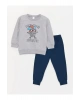 Bisiklet Yaka Uzun Kollu Erkek Bebek Sweatshirt ve Pantolon 2li Takım