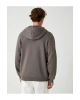 Cep Detaylı Şardonlu Fermuarlı Pamuklu Basic Kapşonlu Sweatshirt