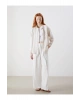 XSIDE Bej Çizgili Oversize Keten Karışımlı Kadın Gömlek