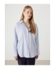 Cizgili Oversize Oxford Kadin Gomlek