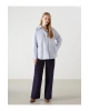Cizgili Oversize Oxford Kadin Gomlek