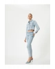 Dar Paça Skinny Kot Pantolon Cepli Yüksek Bel - Carmen Skinny Jeans