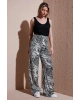 Desenli Regular Fit Yüksek Bel Bol Paça Pantolon PANTOLON 25Y0179K1