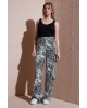 Desenli Regular Fit Yüksek Bel Bol Paça Pantolon PANTOLON 25Y0179K1