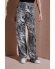 Desenli Regular Fit Yüksek Bel Bol Paça Pantolon PANTOLON 25Y0179K1