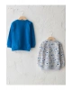 LCW baby Mavi Bisiklet Yaka Uzun Kol Baskılı Erkek Bebek Sweatshirt 2li