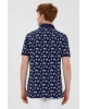Erkek Dokuma Desenli Polo Yaka Lacivert T-shirt