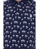 Erkek Dokuma Desenli Polo Yaka Lacivert T-shirt