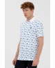 Erkek Dokuma Desenli Polo Yaka Turkuaz T-shirt