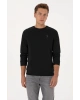 Erkek Regular Fit Bisiklet Yaka Siyah Basic Sweatshirt