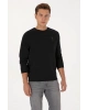 Erkek Regular Fit Bisiklet Yaka Siyah Basic Sweatshirt