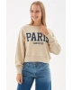 Fashion Friends Baskılı Crop Sweat Bej
