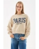 Fashion Friends Baskılı Crop Sweat Bej