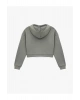 Fermuarlı Kapüşonlu Crop Gri Kadın Sweatshirt 6WAL10483IK