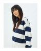 Gömlek Yaka Sweatshirt Oversize Renk Bloklu Şardonlu