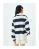 Gömlek Yaka Sweatshirt Oversize Renk Bloklu Şardonlu