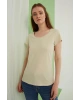 Havuz Yaka T-shirt Bej