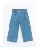 İndigo Beli Lastikli Kız Çocuk Jean Pantolon
