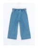 İndigo Beli Lastikli Kız Çocuk Jean Pantolon