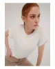 Kadın Beyaz Bisiklet Yaka T-shirt