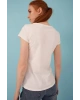 Kadın Beyaz V Yaka Tshirt