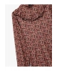 Slim Fit Fırfırlı Uzun Kollu Bisiklet Yaka Çiçekli Mini Elbise