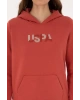 Kadın Kiremit Kapüşonlu Basic Sweatshirt
