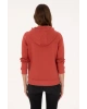 Kadın Kiremit Kapüşonlu Basic Sweatshirt