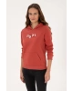 Kadın Kiremit Kapüşonlu Basic Sweatshirt