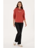 Kadın Kiremit Kapüşonlu Basic Sweatshirt