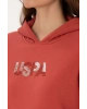 Kadın Kiremit Kapüşonlu Basic Sweatshirt