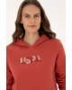 Kadın Kiremit Kapüşonlu Basic Sweatshirt