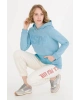 Kadın Mavi Kapüşonlu Sweatshirt