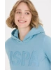 Kadın Mavi Kapüşonlu Sweatshirt