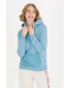 Kadın Mavi Kapüşonlu Sweatshirt