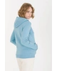 Kadın Mavi Kapüşonlu Sweatshirt
