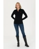 Kadın Siyah Basic Polo Yaka Sweatshirt 1675677