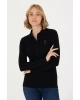 Kadın Siyah Basic Polo Yaka Sweatshirt 1675677