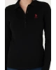 Kadın Siyah Basic Polo Yaka Sweatshirt 1675677