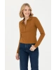 Kadın Siyah Basic Polo Yaka Sweatshirt 1675677
